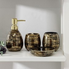 A set of accessories for the bathroom “Files”, 4 items (soap dish, dispenser 400 ml, 2 glasses), gold color