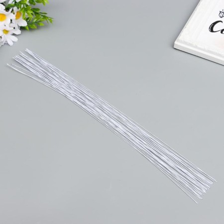 Wire for creativity "Florico" 0.7 mm, 30 pcs, 40 cm, in paper braid, white
