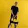 Sports bag, textura, average size, black color/lemon