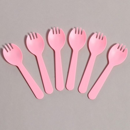 Set of disposable dishes, 6 pcs, pink color-2