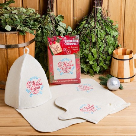 Set "New Year's Park" hat, rug, mitten