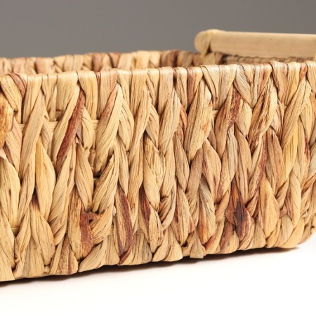 Basket with handles "Golden Kolos", 38.7 x 27.3 x 12.7 cm, water hyacinth-2