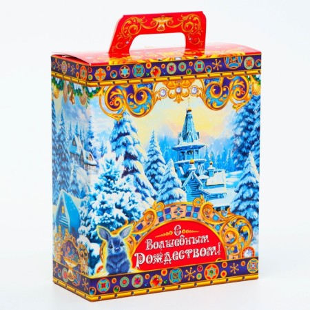 New Year. Gift box New Year's present "Christmas in the Winter Forest" 15.5 x 7 x 19 cm.-1