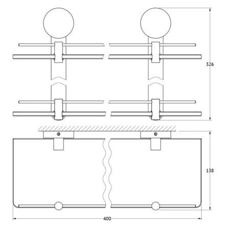 Bunk shelf, width 40 cm, matte glass, chrome-1