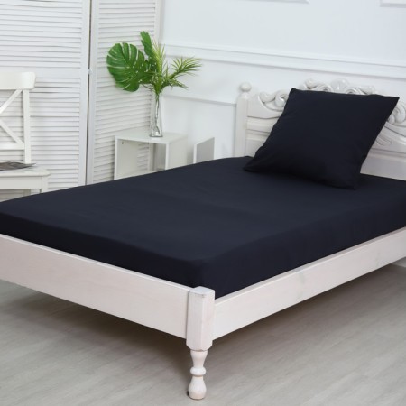 Set 1.5sp black 8-3 (sheet 150x215cm, pillowcase 70x70cm) calico, 120g/m, HL100%