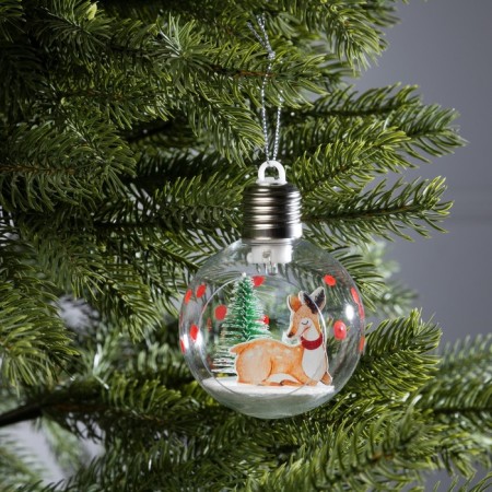 Fir -tree ball "Friday deer", batteries, 1 LED, glow warm white-1