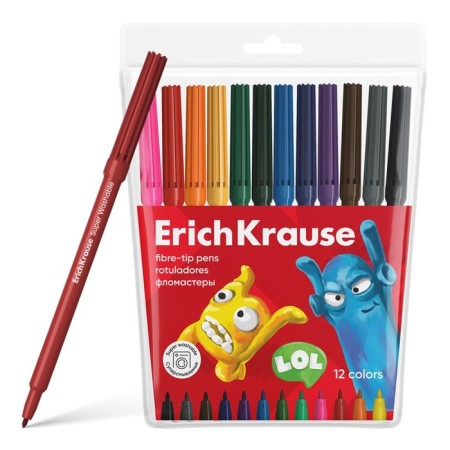 Fleeters 12 colors, Erichkrause, "Jolly Friends Super Washable" Mix-1