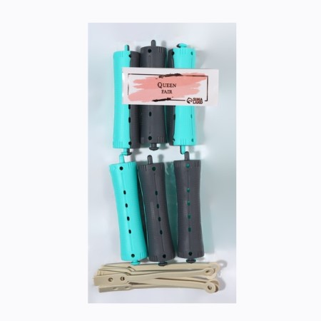 Bigudi "Connecting", d = 2 cm, 9 cm, 6 pcs, black/green color-3