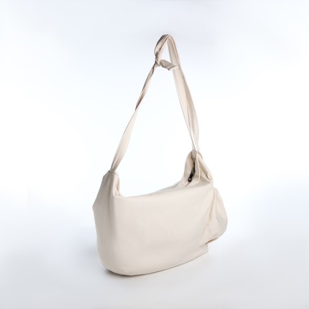 Soldier bag with a zipper, beige color-1