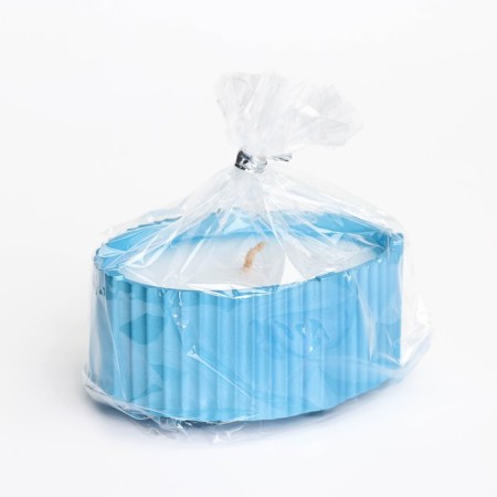 Candle "Oval" in a candlestick with narrow faces, 9x6.5x4cm, blue-4