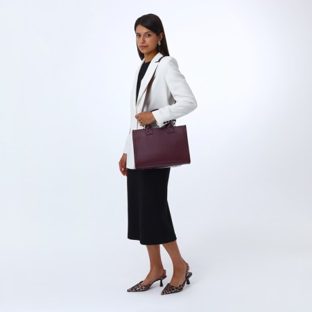 Female bag Textura, tout, medium size, burgundy color-8