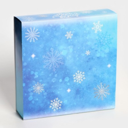 New Year. Box for 9 sweets "Snowflakes", 13.7 x 13.7 x 3.5 cm, confectionery packaging-2