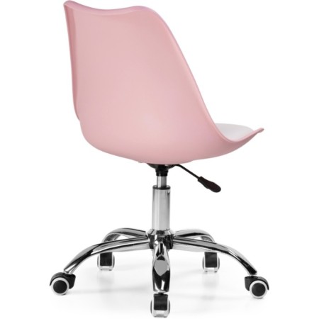 Computer chair Kolin Metal/Eco -leather/plastic, chrome/pink/white 49x56x78 cm-3