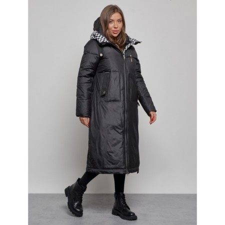 Coat insulated winter female, size 42, black color-1