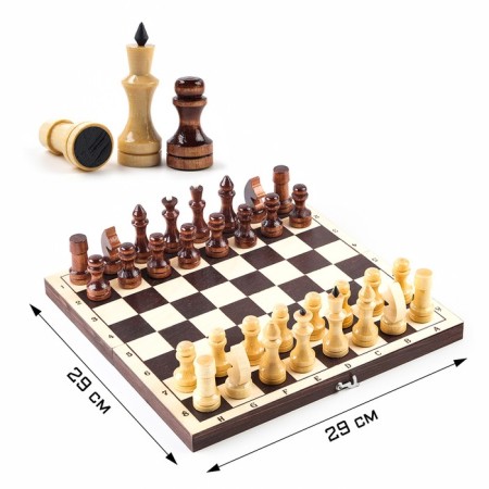 Handwheel chess, 29 x 29 x 4.3 cm, dark board, Figures Lac