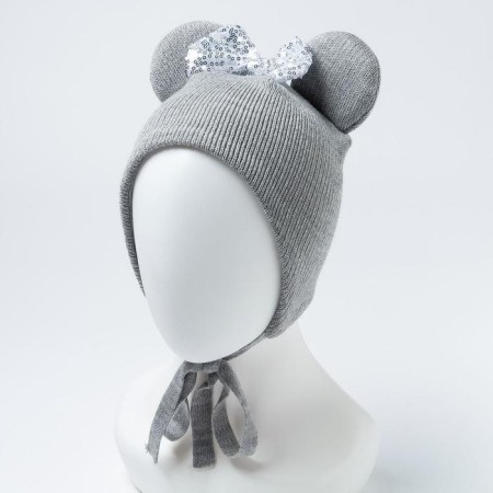 Hat for girls, color gray melange, size 46-50-3
