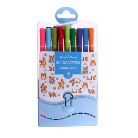 Fleeters of 18 flowers Happycolor, on water -based, in plastic pencil case, mix-7