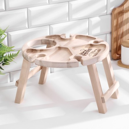 Table - tray with a menage and folding legs "My kitchen -Moi Rules" d = 30x2.8 cm, birch-1