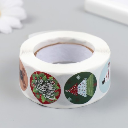 Stick Paper "soon New Year" d = 2.5 cm 500 pcs in a roll 3x6.5x6.5 cm-2