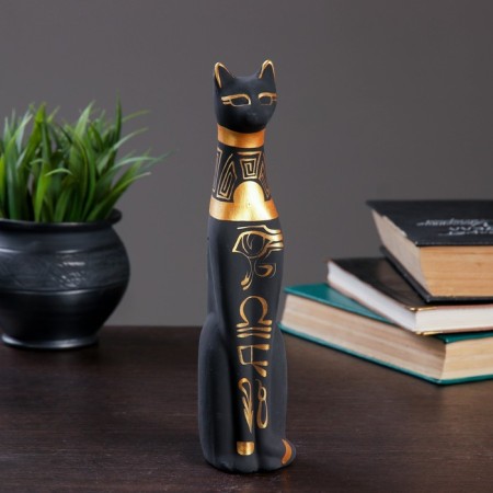 Figure "Cat of Egypt" painting black 5x6.5x22.5cm