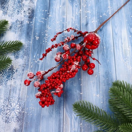 Decor "Winter charm" a twig with an apple and berries, 30 cm-1
