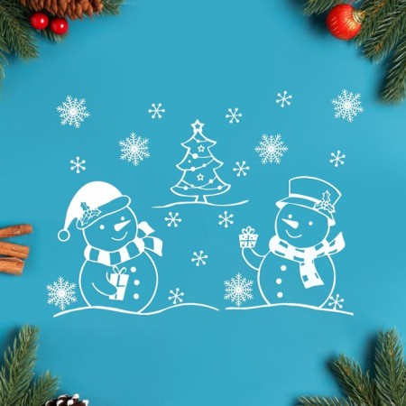 Stickers on the windows "New Year" snowmen, 50 x 74 cm-3