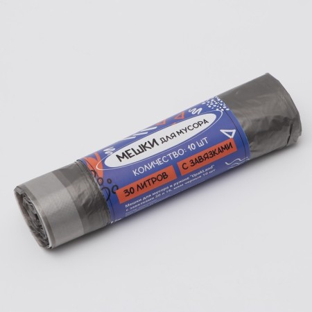 Garbage bags in the roll "Upakland" with ties 30 l 16, μm black 10 pcs
