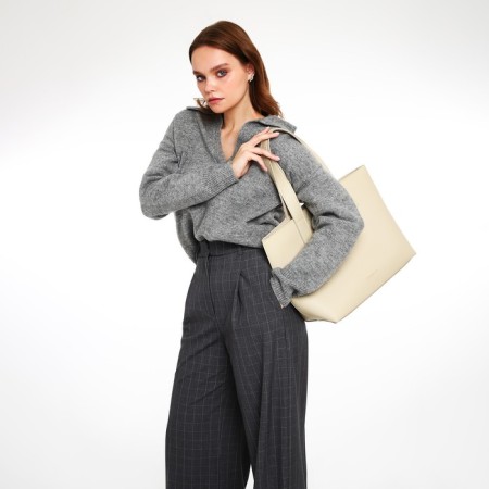 Female bag Textura, chover, large size, beige color-5