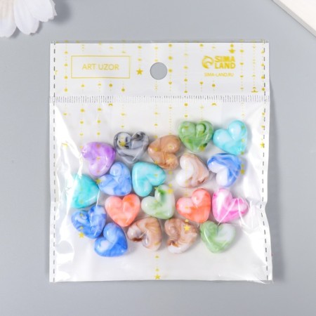 Beads for creativity plastic "Heart of marble" color 20 g 1.6x1.5x0.7 cm-2