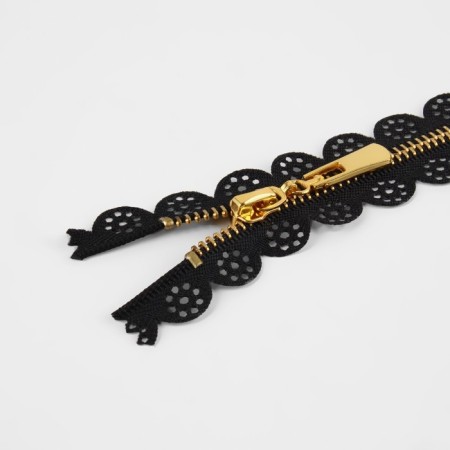 Metal zipper, No. 3, non -proceeding, automatic lock, 30 cm, black/gold color-1