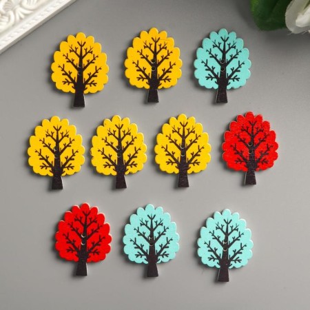 Buttons wood for creativity 2 punctures "tree" set 10 pcs 3.1x2.4 cm-2