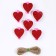Pink clothespins with red hearts, 3.5 cm, set 6 pcs.
