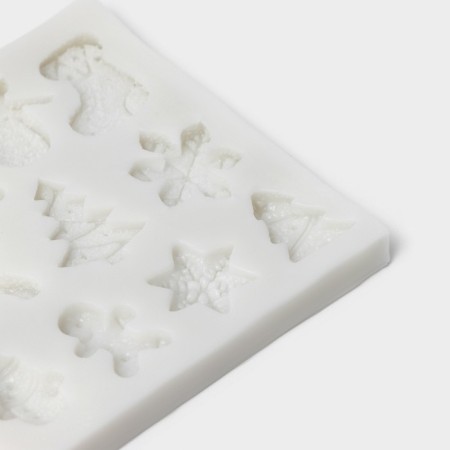 Mold Dolyana "New Year", silicone, 8.7 × 8.3 × 0.7 cm, color gray color-2