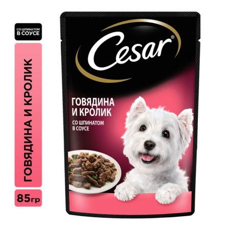 Wet Cesar food for dogs, beef/rabbit/spinach, spider, 85 g