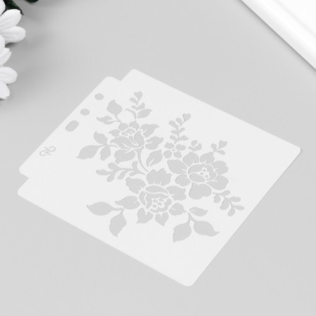 Stencil plastic "Flowers. Russian style" 13x14 cm-1