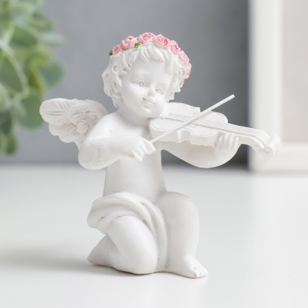 Polystone souvenir "Snowthrough angel with violin" 7x5.5x8 cm