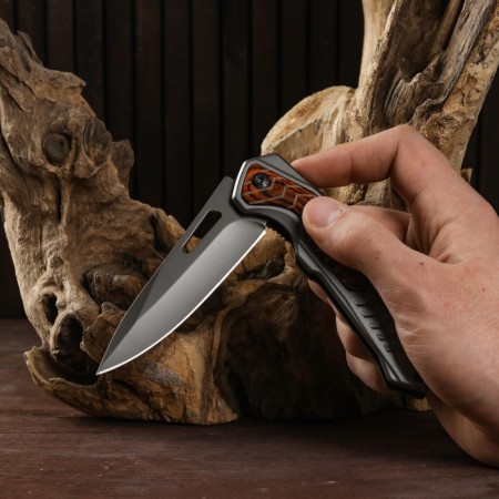 Folding "Predator" semi -automatic, wood lining, 22cm, blade 9.3cm-7