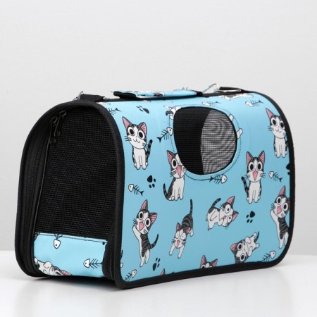 Bag - Animal Carrying "Playing Catets", Blue, Size M, 40 x 21 x 27 cm
