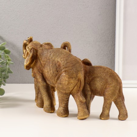 Souvenir Polystone 3D "Family Elephants" Dark Gold 32.5x10x17.5 cm-2