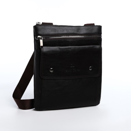 Male bag on lightning, terra dever, long belt, black color