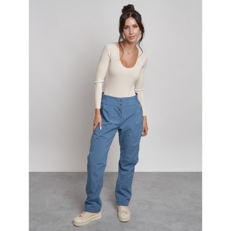 Warmed female trousers, size 44, blue color-12