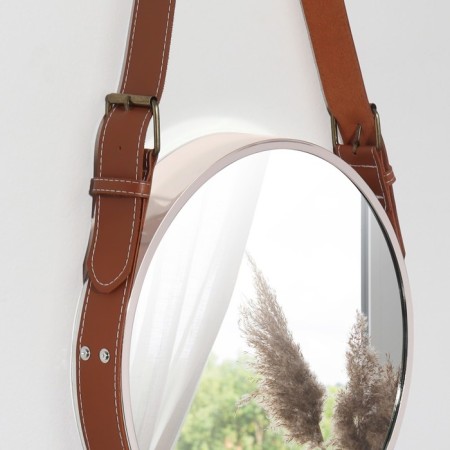 Mirror wall -mounted round “surroundings” d mirror surface 28 cm, with an artificial leather strap, color mix-8