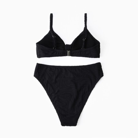Separate female swimsuit, color geometry on black, size 46 (m)-8