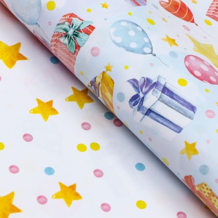 Glossy packaging paper "Bright holiday", bilateral, 0.49 x 0.7 m-2