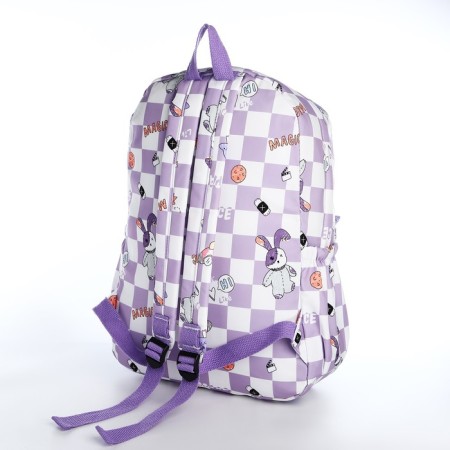 School backpack from textiles on lightning, 3 pockets, lilac color-3