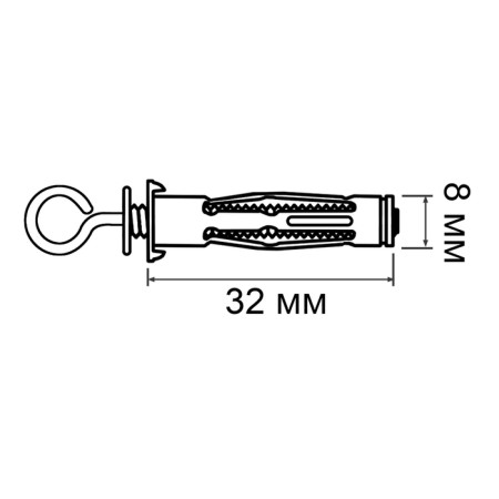 Anchor "bison", type of molly, for hollow materials, galvanized, M4, 8x32 mm, 100 pcs-1