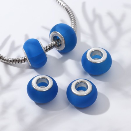 Busina "matte style" for phosphorus agate, blue color in silver-1