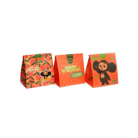 A set of craft packages with stickers, Cheburashka, 18x22x12 cm-3