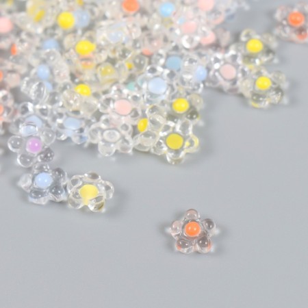 Decor for creativity Plastic "Flower with a colored middle" Gloss Set 80 pcs 0.7x0.7 cm-1