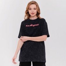 Футболка женская, цвет чёрный, размер ONE SIZE (42-46)